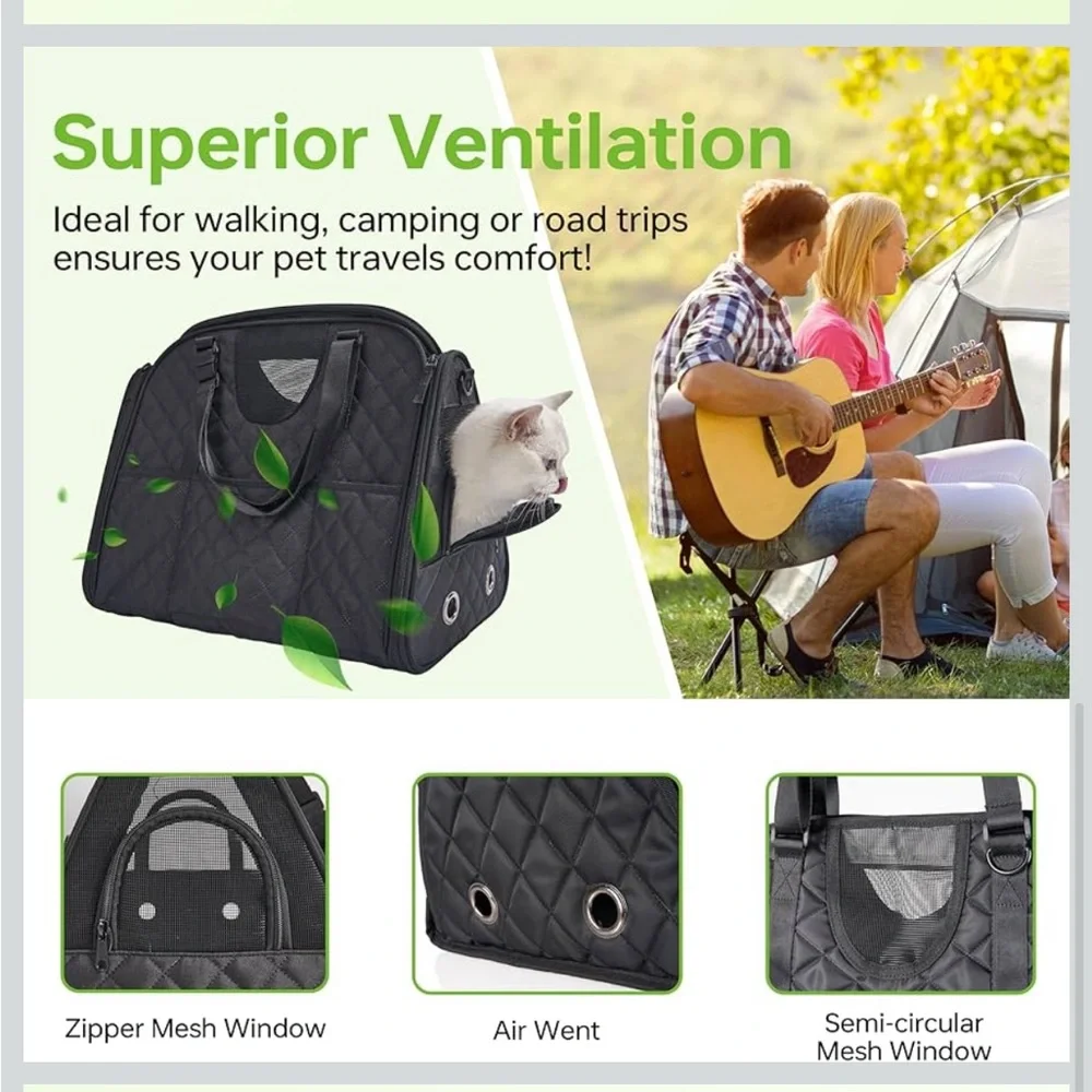 •MOYSOON Fully Opening Cat Soft-Sided Carrier Zipper 3 Pockets Up to 16 Lbs